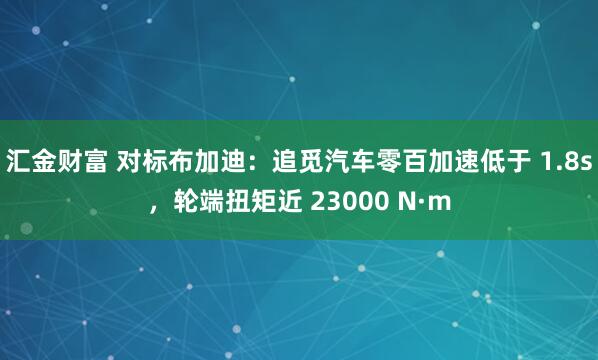 汇金财富 对标布加迪：追觅汽车零百加速低于 1.8s，轮端扭矩近 23000 N·m